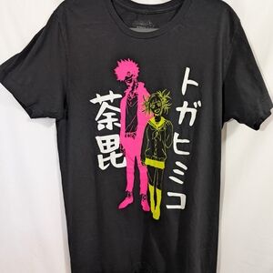 Black Graphic Tee with Neon Accents